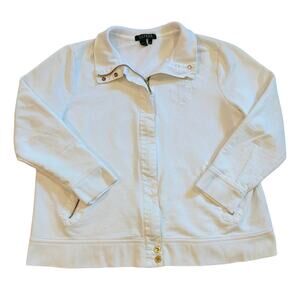 Lauren Ralph Lauren Sweater Jacket Womens Size XL White Full Zip Casual Preppy